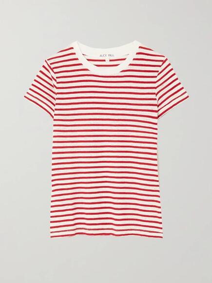 Prospect striped linen-blend jersey T-shirt in Red - Picture 1 of 1